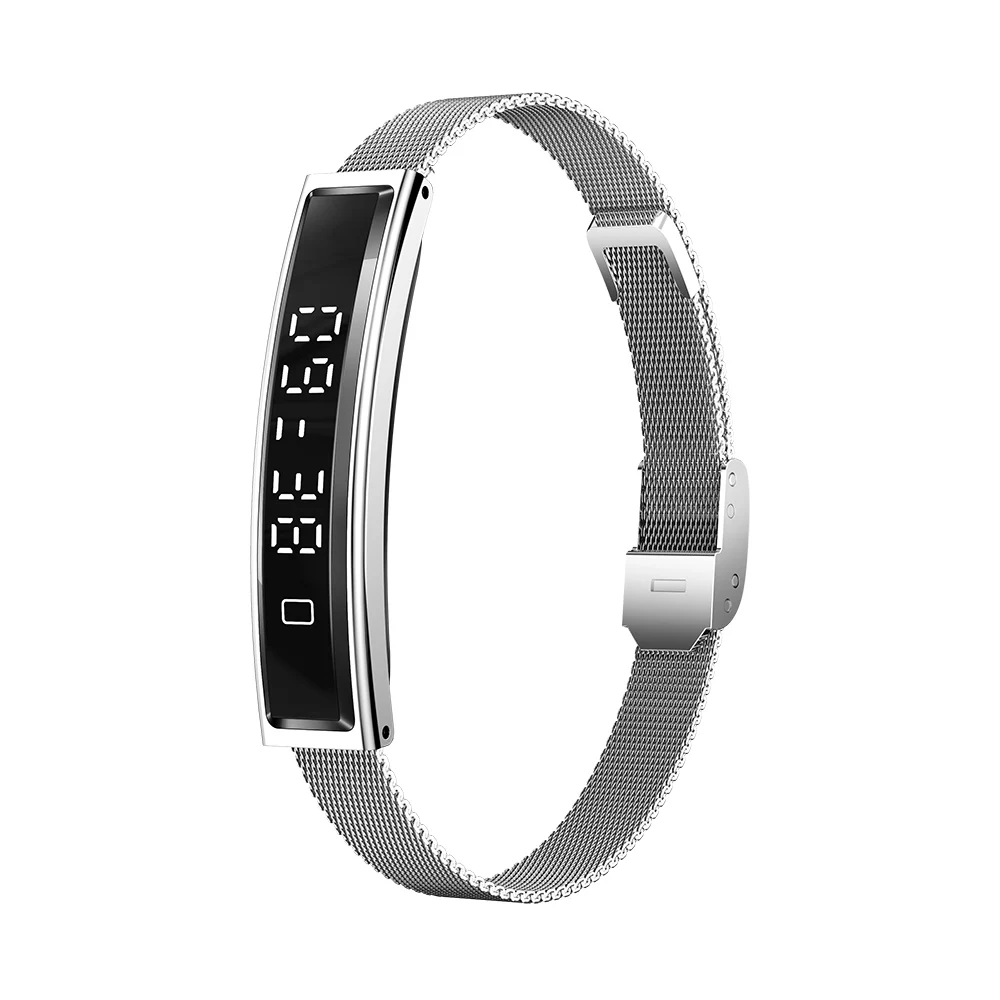 Pulseira Inteligente (em Aço Inoxidável Prateado), Corpo Ultrafino De 5,6 Mm, Visor Inteligente.