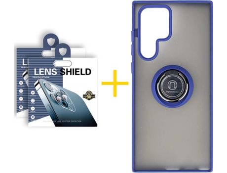 Carcasa + 2 Protectores de Cámara para Samsung Galaxy S22 Ultra 5G SKYHE Azul