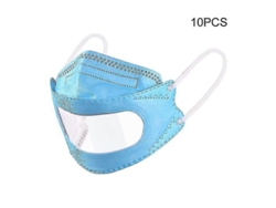 Rebe-10 Mascaras Descartables Transparentes Para Adultos Con Ventana Visible Boca Diseño Claro Azul Cielo