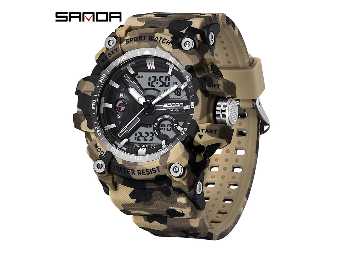 Reloj Electrónico De Moda (camuflaje Amarillo Y Blanco) Con Acabado Luminoso, Resistente Al Agua, A Prueba De Golpes Y Con Alarma.