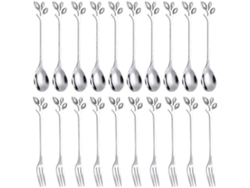 Juego de 20 cucharas y tenedores de postre, 4,7 pulgadas, para café y fruta