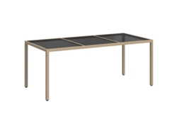 Maison Exclusive - Mesa Jardín Vidrio Templado Ratán Sintético Beige 190x90x75 Cm
