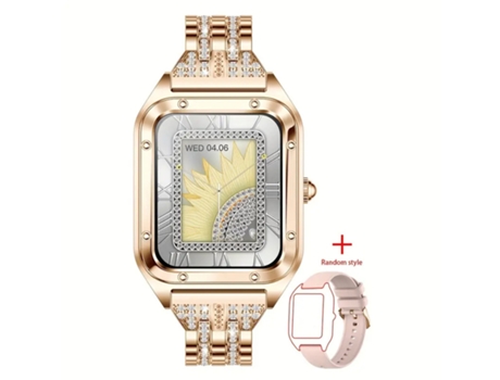 SHAH ARPAN Smart Watch i98 Monitor de salud de llamadas Bluetooth, acero dorado silicona rosa