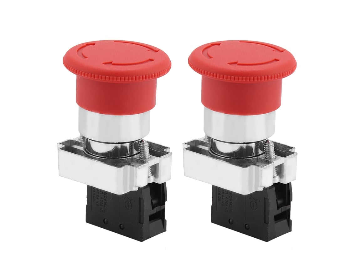 2 Interruptores De Parada De Emergencia Xb5 De 22 Mm, Botón Rojo, 10 A, 600 V