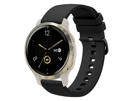 Correa para Garmin Venu 2s 18mm Correa de reloj de silicona suave de color sólido negro VENISYMLIS