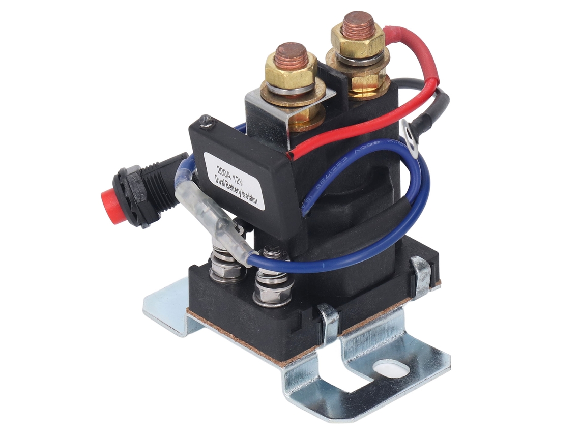 2026dz - Aislador de batería inteligente doble de 4 pines, 200 A, 12 V CC, para accesorios de montaje de batería en vehículos recreativos y automóviles.