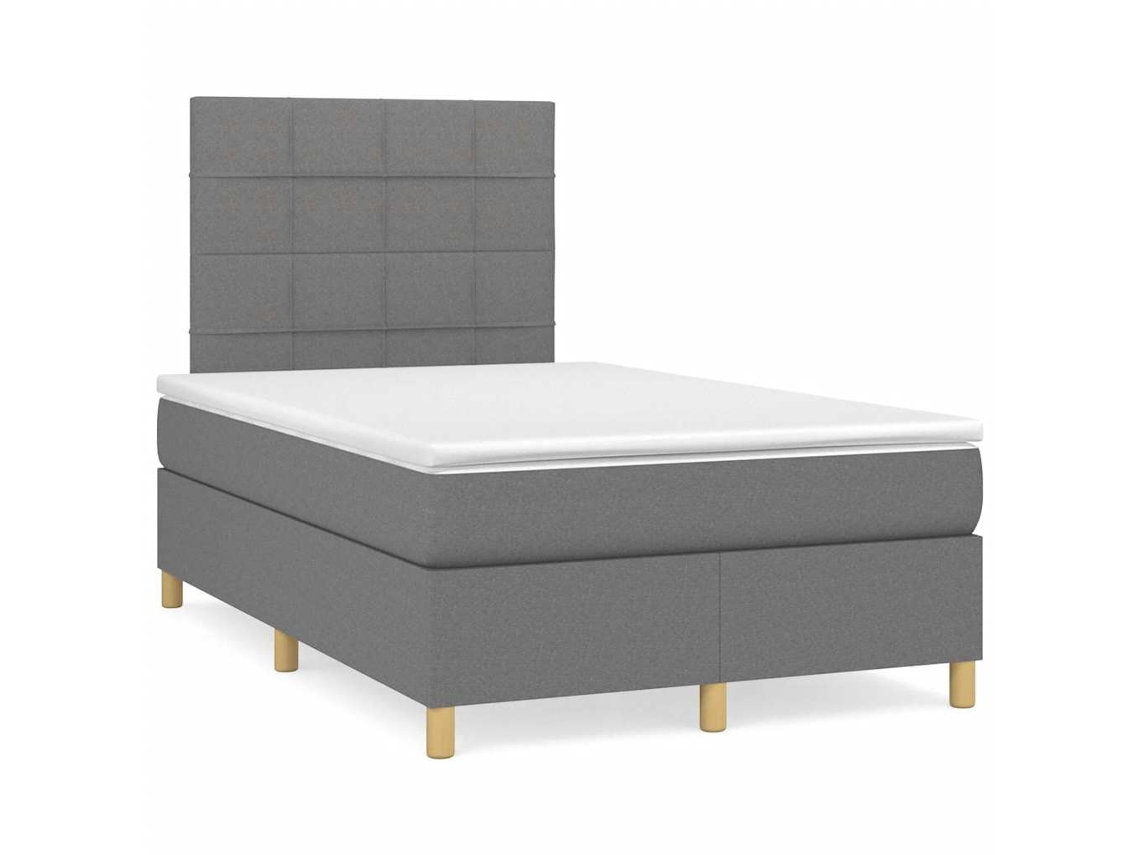 Cama Box Spring Con Colchón Y Led Tela Marrón Oscuro 120x190 Cm