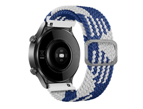 Correa de nailon 22mm con hebilla para Samsung Galaxy Watch3 45mm/Huami Amazfit Pace/Stratos - azul/blanco