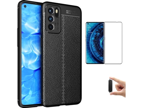 Carcasa + Protector + Soporte Oppo Reno6 Pro Rugged Leather Negro BD-LC