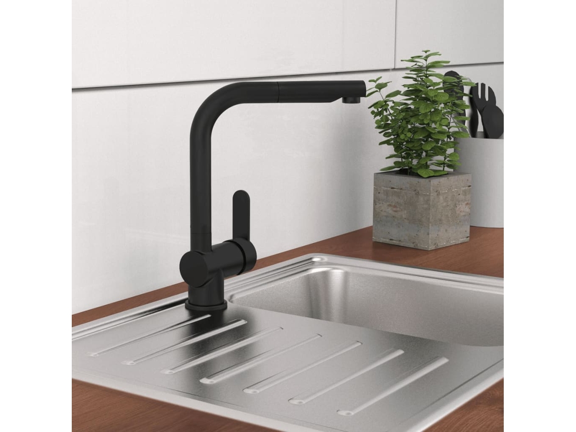 Grifo monomando cocina con ca o extra ble LONDON negro mate MAISON