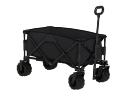 Carrito de playa plegable con ruedas giratorias de 360°, 108x55x55 cm, negro.