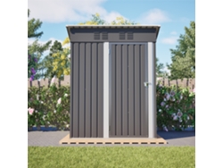 Caseta de jardín con techo plano, 152 x 84 x 182 cm, caseta para herramientas con puerta frontal con cerradura, sin ventanas, 1,27 m² de espacio Zkaka