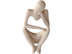 Estatua Pensador Estilo Artístico Único Moderno Resina Arenisca Beige Escultura Abstracta Decorativa Oficina