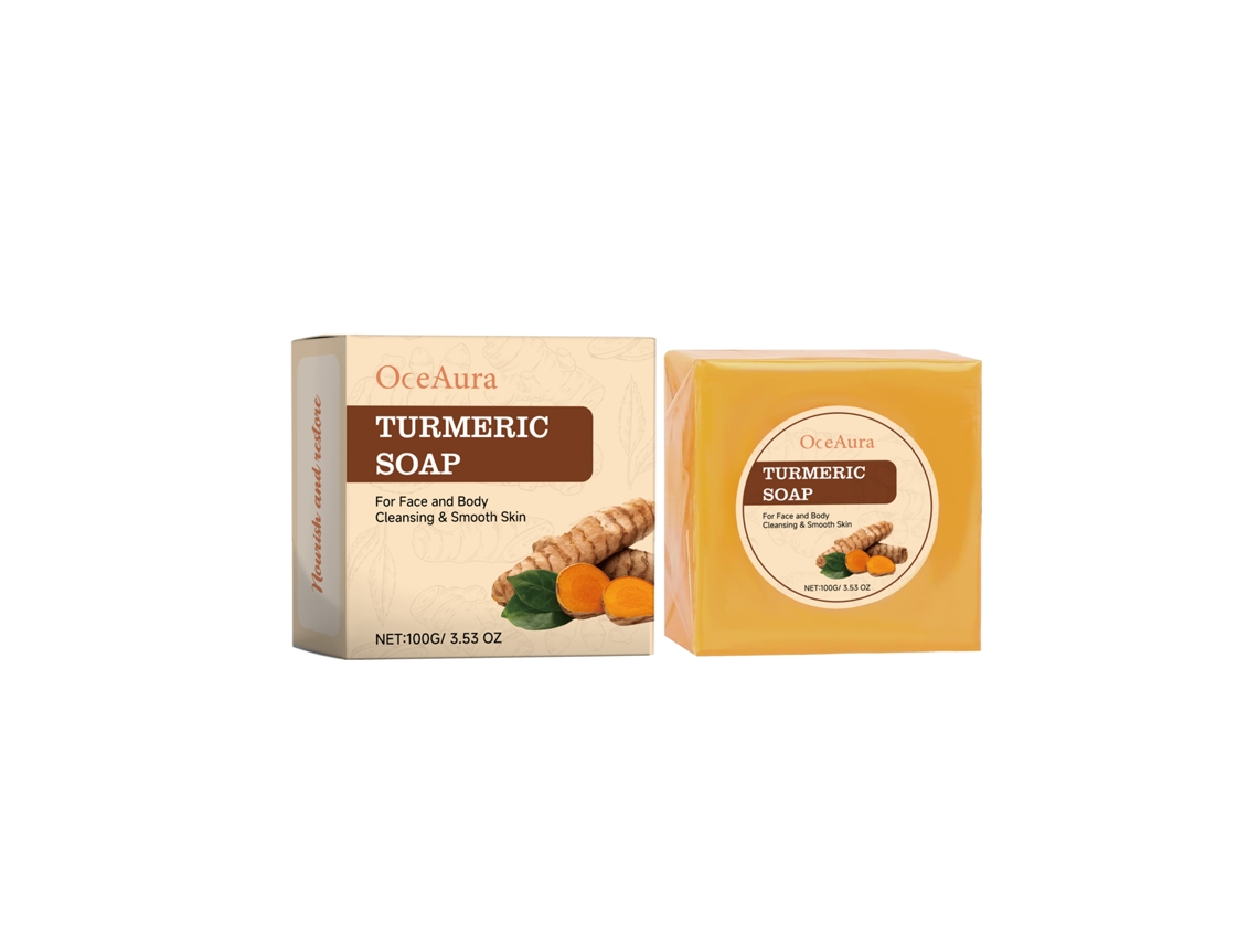 Jabón de baño de cúrcuma, limpiador nutritivo e hidratante para una piel radiante, 100 g