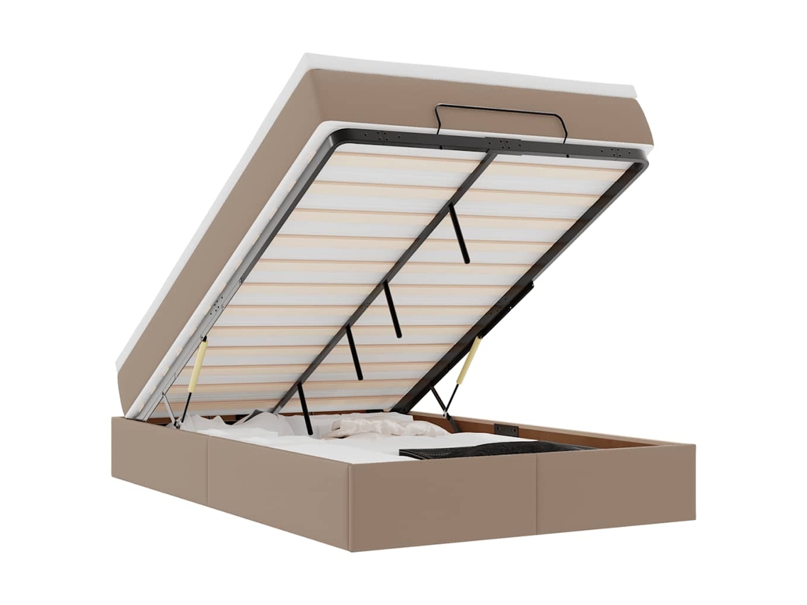 Maison Exclusive - Estructura Cama Otomana Colchón Cappucino Cuero Sintético