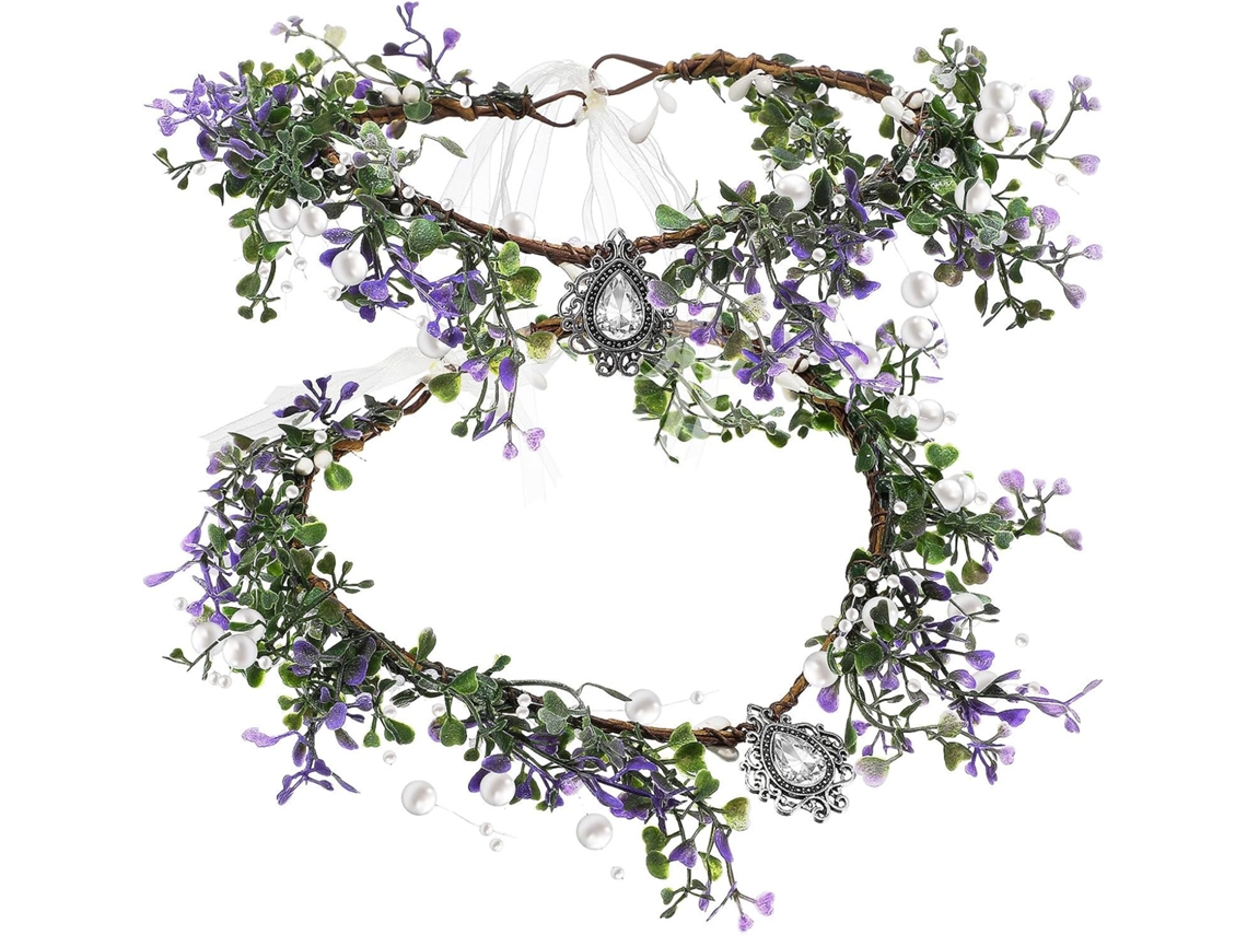 Nuobesty Corona De Flores De 2 Piezas, Guirnalda Blanca, Diadema Floral Ajustable