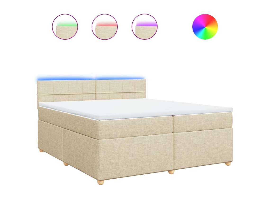 Maison Exclusive - Cama Box Spring Con Colchón Tela Color Crema 200x200 Cm