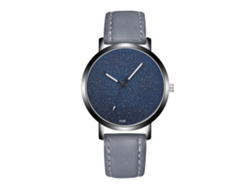 Reloj De Pulsera De Cuero Para Hombre Con Esfera Redonda Y Movimiento De Cuarzo (gris)