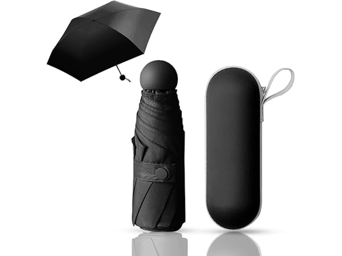 Paraguas Plegable Mini Y Ligero, De 6 Varillas, Con Funda, Unisex, Hogar, Moderno, Uso Funcional, Organización Práctica
