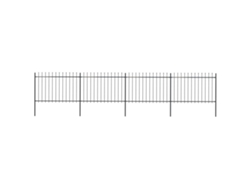 Valla de jardín con punta de lanza, 6,8 x 1,2 m, acero negro, DKD HOME DECOR