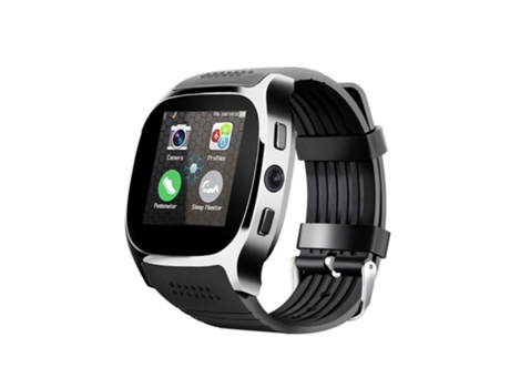 Smartwatch Temporizador Simu Smart Bluetooth Electronic con tarjeta SIM negra