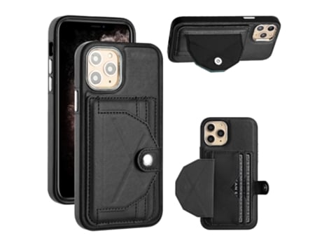 Funda Mobile Phone Cases Shockproof With Card para iPhone 11 Pro Piel Marrón