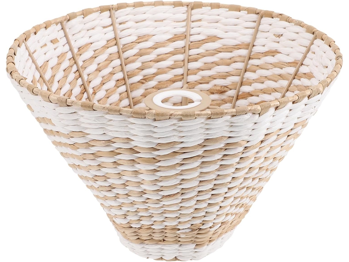 Pantalla De Lámpara De Papel Natural Tejido Para Lámpara De Mesa E27/e14, Tamaño 1, Diseño