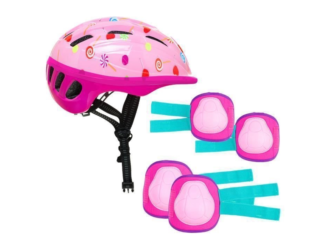 Conjunto de casco y protector infantil Molto Rosas para patines multideporte