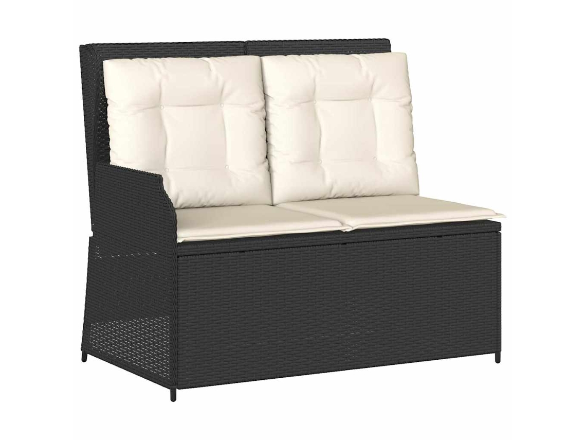 Maison Exclusive - Banco de jardín reclinable con cojines y mimbre negro