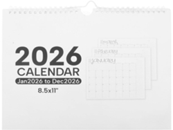 Calendario de pared mensual con espiral para 2026, calendario grande monocromático de papel con festivos, planificador Gokoco