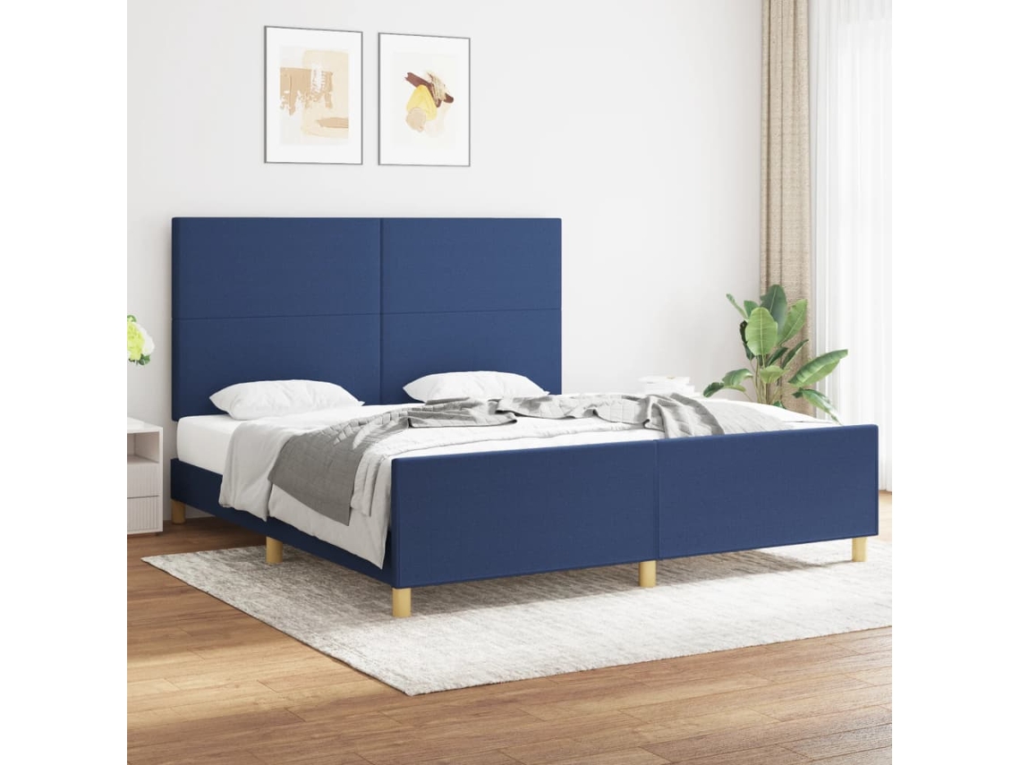 Cama Sin Colchón Tela Azul 180x200 Cm