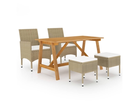 Conjunto 5 de comedor de jardín de VIDAXL beige