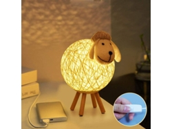Lámpara de noche infantil de mimbre con proyección LED