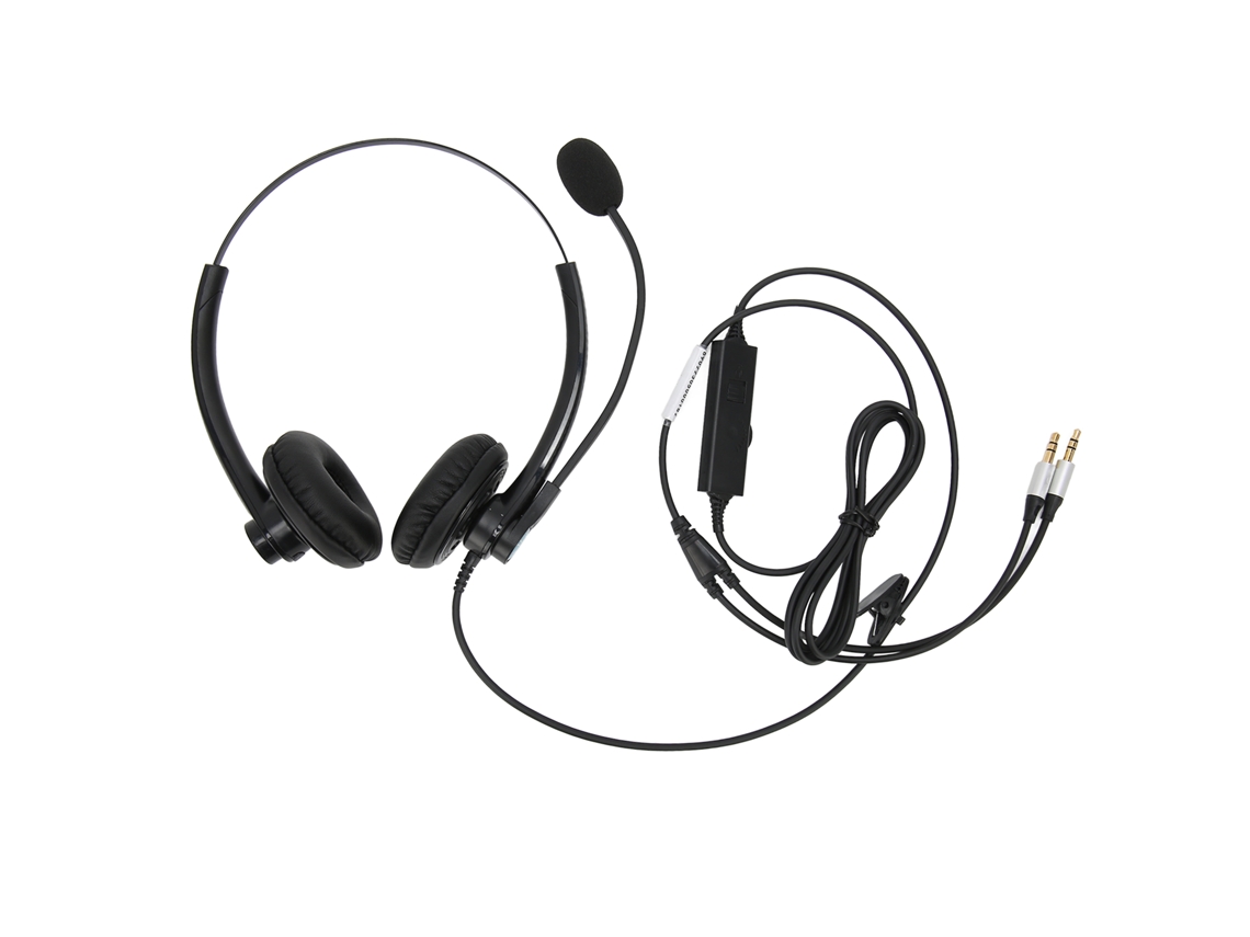 Auriculares Binaurales Con Cable Para Atención Al Cliente Con Micrófono, Reducción De Ruido Y Conector De 3,5 Mm.
