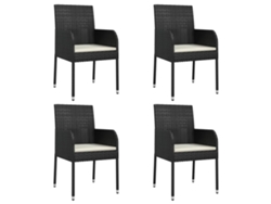 Sillas de jardín con cojines 4 piezas Mimbre Negro EXCLUSIVO MAISON