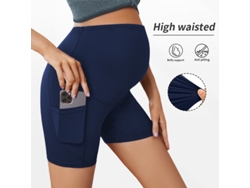 Pantalones De Yoga Premamá Para Mujer, Con Bolsillos Laterales, Cintura Alta Y Efecto Lifting De Cadera, Talla Xl, Color Azul. Siurn