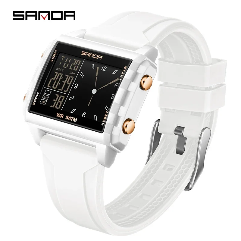 Reloj Digital (blanco) Con Calendario Luminoso Led, Resistente Al Agua, Para Deportes Al Aire Libre, Ocio Y Estudiantes.