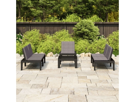Conjunto 4 de muebles de jardín VIDAXL con cojines plástico gris
