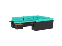 Maison Exclusive - Conjunto De Sofá De Jardín De 11 Piezas Con Cojines, De Poliratán Negro
