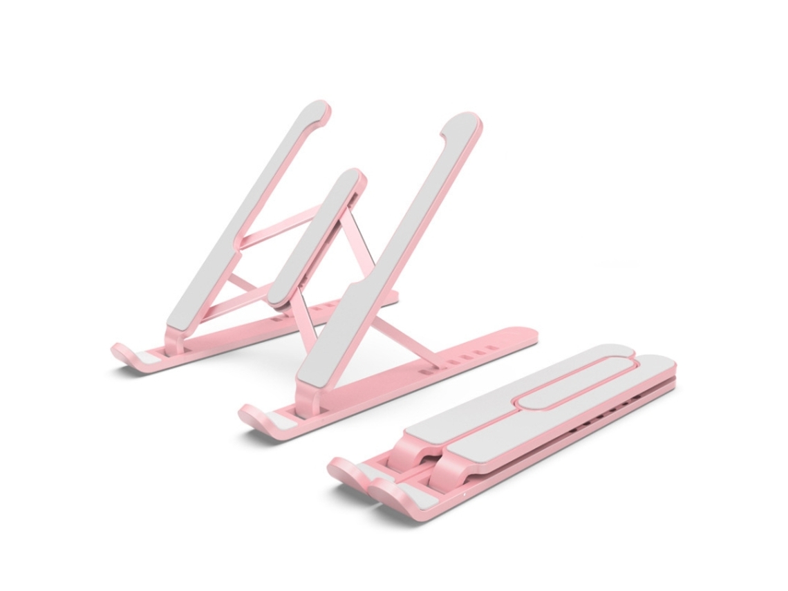 Soporte rosa para portátil - Base refrigerada - Soporte elevable plegable