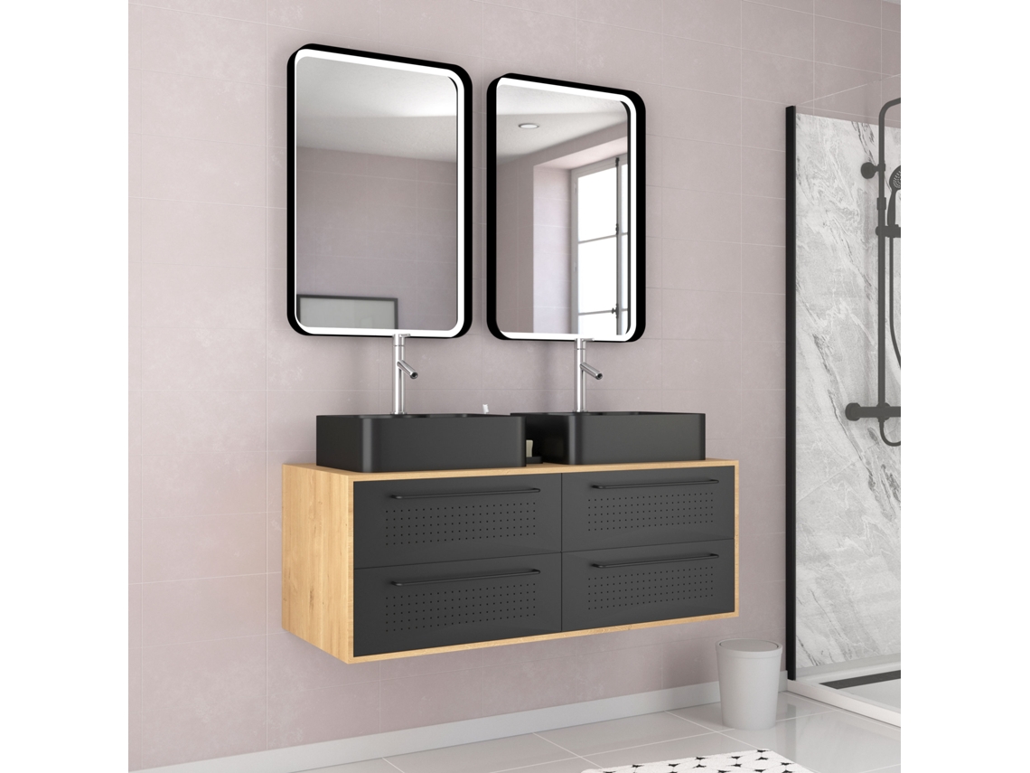 Muebles de Baño + 2 Bacias + 2 Espejos AURLANE (125 x 120 x 53)