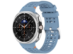 Bracelete Para Samsung Galaxy Watch 8 / 8 Classic - Silicone Com Furo Respirável E Fivela Prateada - Azul Oficial