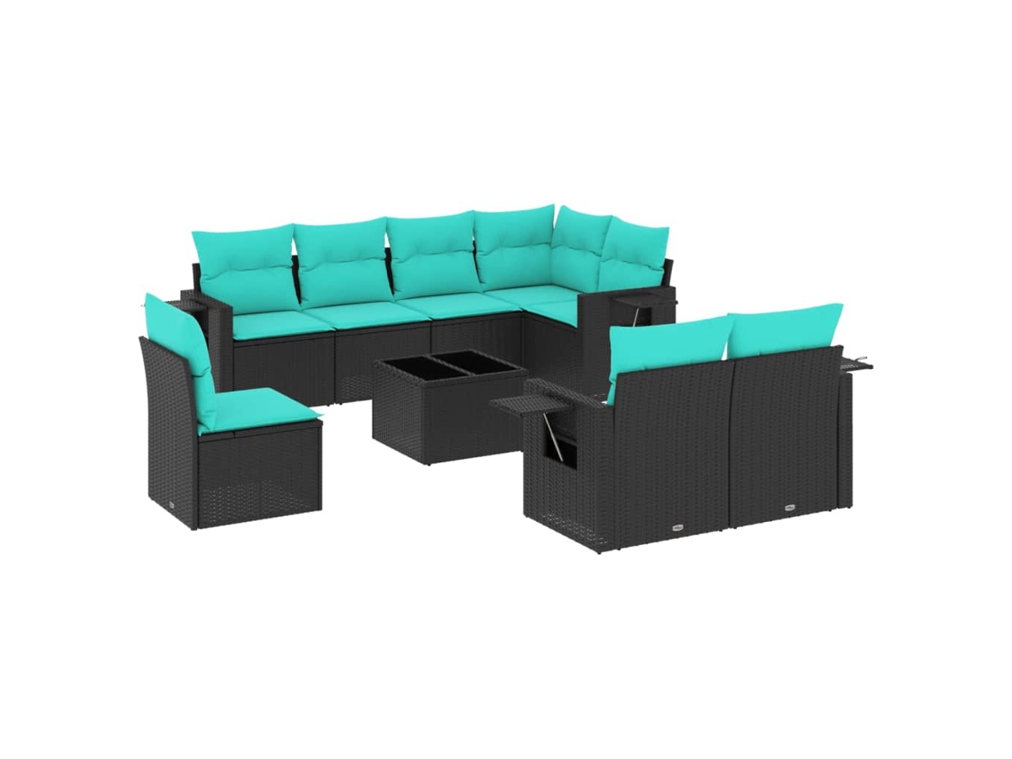 Maison Exclusive - Conjunto De Sofá De Jardín De 9 Piezas Con Cojines, De Poliratán Negro