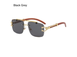Gafas De Sol Rectangulares Retro Sin Montura Estilo Gánster Vintage De Los 90, Unisex, De Madera.