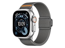 Bracelete Para Apple Watch 46/49/45/44mm - Nylon Elástico Com Fecho Magnético Em Titânio Preto