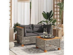 Sofás esquineros de jardín de dos piezas con cojines en ratán ámbar de DKD Home Decor