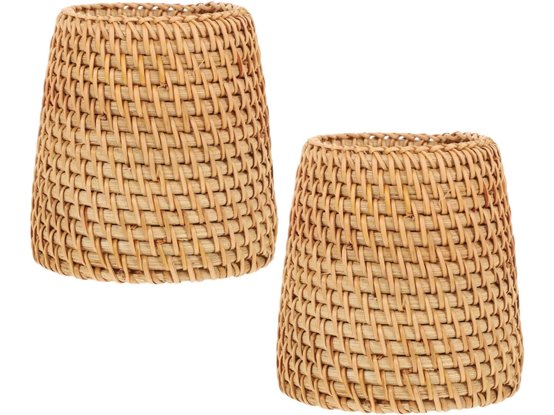 Portalápices De Ratán Natural Marrón Tejido A Mano (2 Piezas)