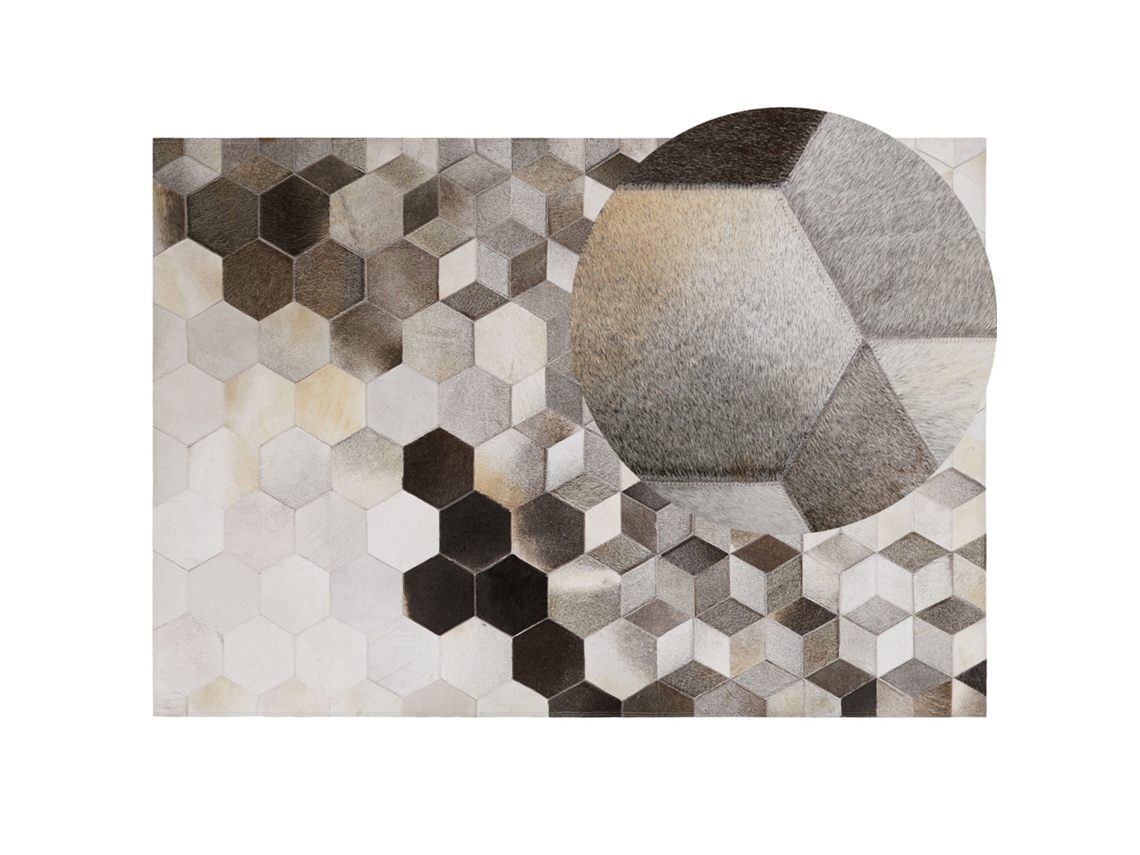 Alfombra BELIANI Sason de Piel de vaca Beige 160x230