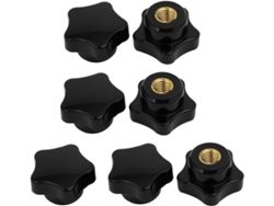 7 piezas de botones de fijación con cabeza de estrella y rosca M8, 32 mm de diámetro, plástico negro, CHABERLU