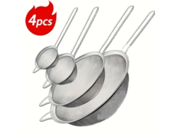 Juego De Filtros De Acero Inoxidable (paquete De 4): Un Artículo De Cocina Muy Duradero Y Práctico, Fácil De Limpiar, Versátil, De Larga Dur
